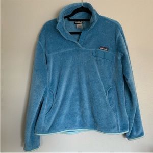 Patagonia light blue snap fleece pullover jacket size XL